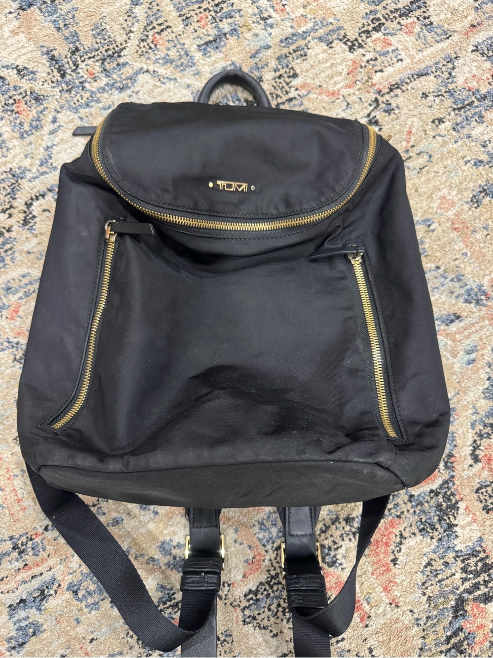 Tumi Black Backpack with Gold Hardware Accents - Picture 14 of 14